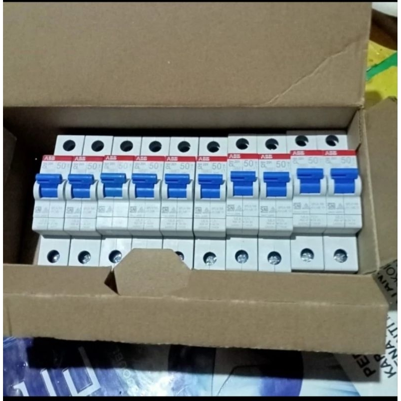 mcb 1 phase 50a ABB kepala biru standar original PLN