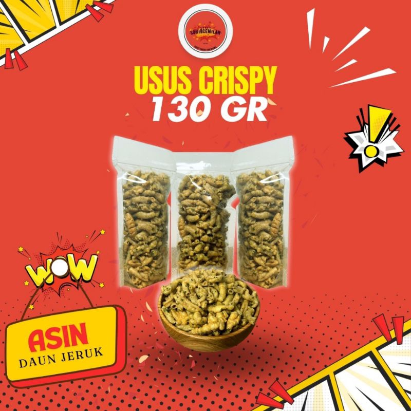 

usus crispy 130 gram renyah garing tinggal saji aja sesuai dengan di foto