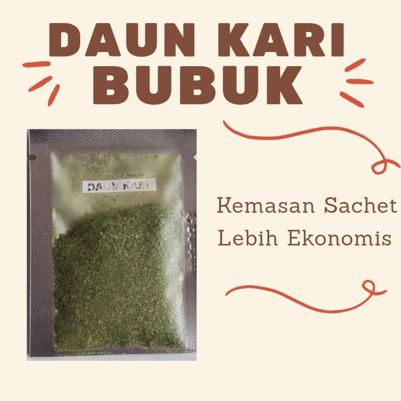 

Daun Kari Bubuk / Salam Koja / Bumbu Rempah / Bumbu Dapur Sachet / Rempah-Rempah Sachet Ekonomis 5 gram