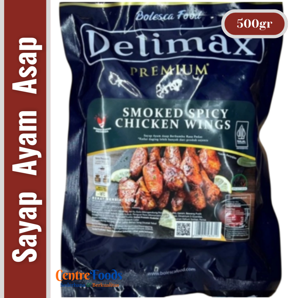 

Sayap Ayam Asap - Smoked Spicy Chicken Wings Delimax Premium | 500gr [ Harga Per BKS ]