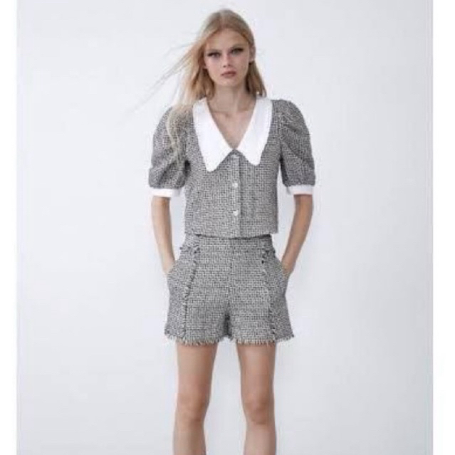 preloved zara tweed shirt