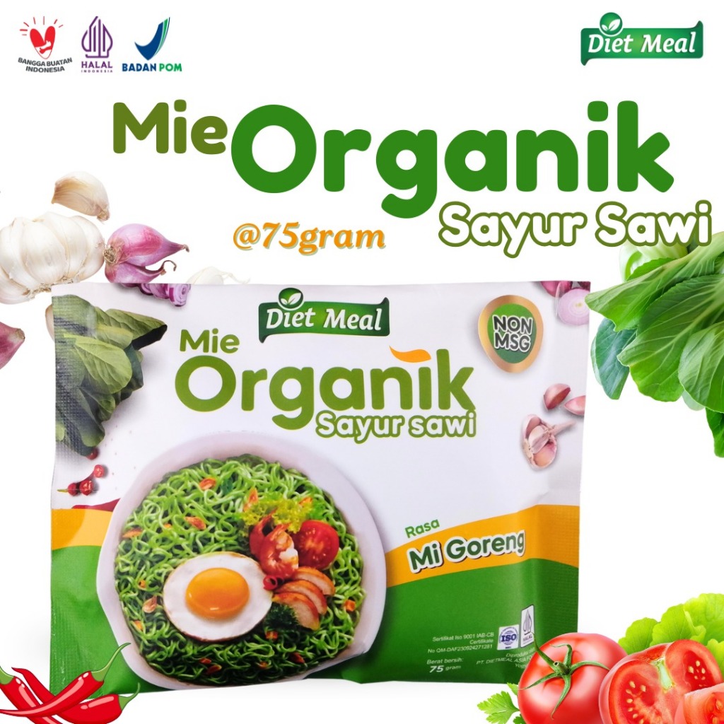 

Diet Meal Mie Organik Sayur Sawi Rasa Mi Goreng @75gram