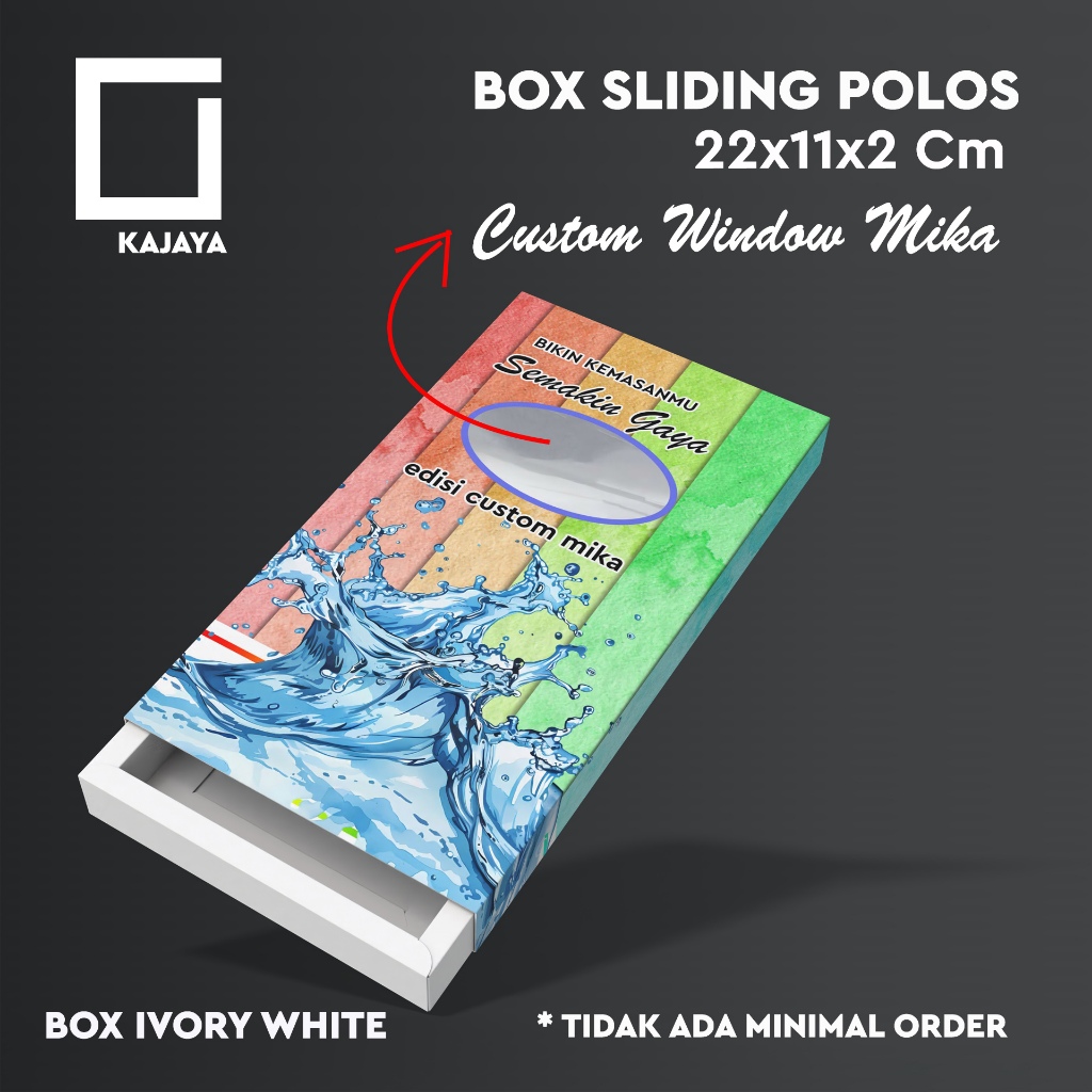 

Box Window Mika Custom Sliding Desain 22x11x2 cm Kemasan HP Kado Ultah Scarf VOAL Hijab Packaging Crochet Dompet Wanita
