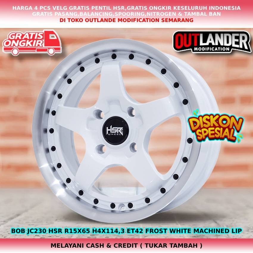 velg racing r15/ pcd 4x114,3 velg mobil Carry, Futura Colt, Eterna, Galant dll velg hsr bob r15