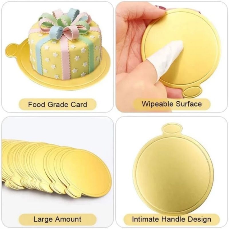 5 pcs Alas Tatakan Kue Donat Gold/Alas Kue Ultah/Alas cake 9cm