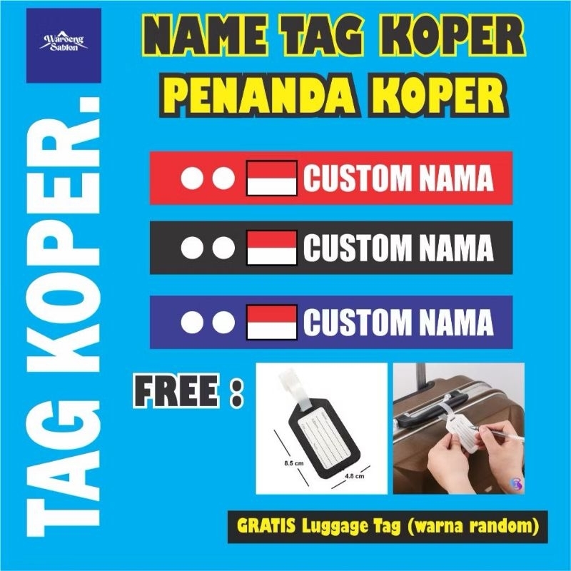CUSTOM TAG KOPER//Tag Koper Luggage Tag Bag Tag Gantungan Penanda Koper Tas Custom Nama Sablon Untuk