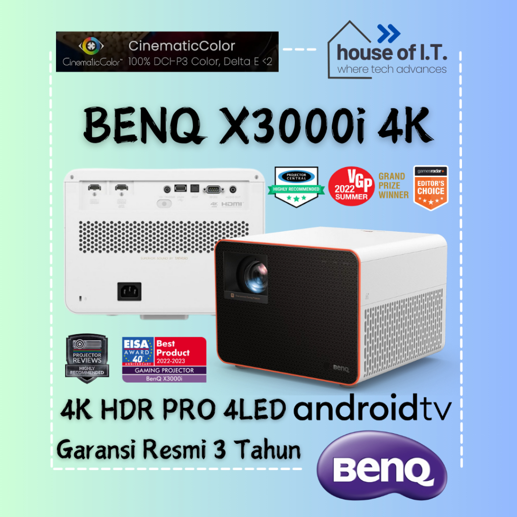 Proyektor 4K BENQ X3000i HDR 4K 4LED - Proyektor Gaming BENQ & Cinema X3000i