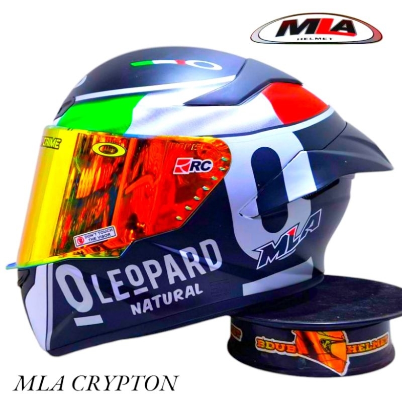 Helm Tt course Mla motif bK-DOF Leopard paket ganteng spoiler 3D