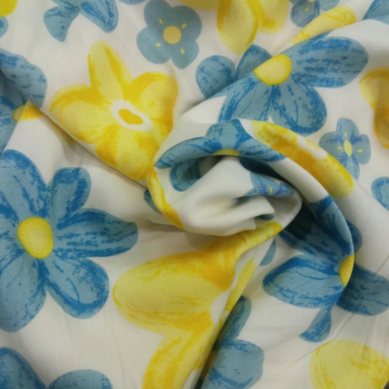 KAIN RAYON KATUN PREMIUM GARMEN BUNGA KUNING GREY