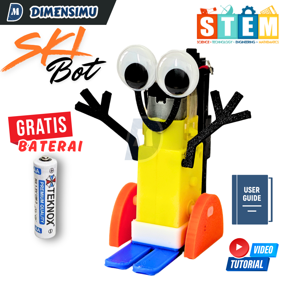 Ski Bot STEM Robot Edukasi Anak | Kit DIY Robotika + Gratis Baterai + Video Tutorial | Dimensimu