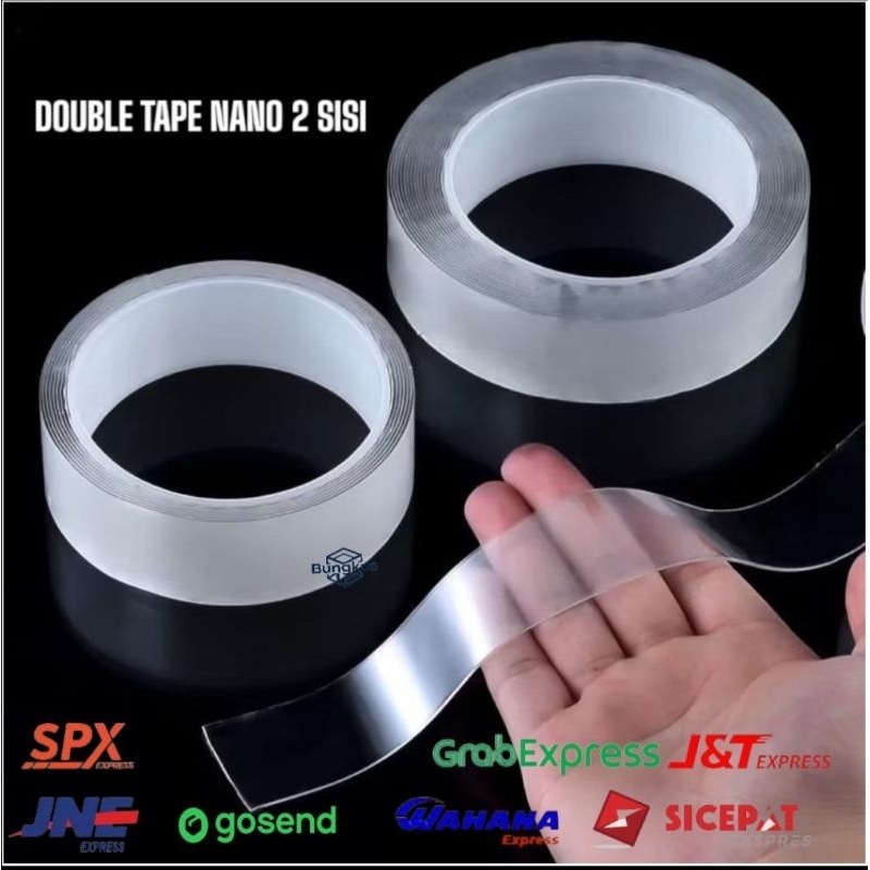 

Double Tape Isolasi Nano Anti Air Tranparan Bening 2 sisi Super
