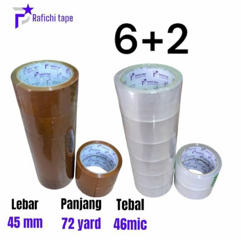 

Paket Promo Lakban Isi 8 | lakban Opp Warna Bening & Coklat