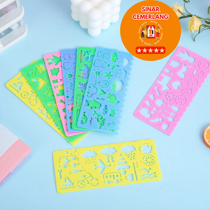 

SC 4pcs Penggaris Pengaris Plastik Gambar Pola Perlengkapan Sekolah