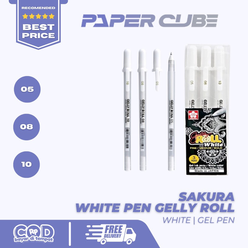 

SAKURA | 1 PACK WHITE PEN HIGHLIGHT PEN GELLY ROLL BALLPOINT PUTIH