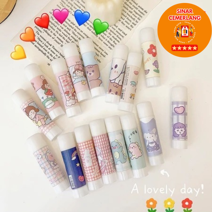

SC Lem Perekat Kertas Padat Glue Stick Lem Stik Batang Putar Sekolah Kantor Motif Lucu