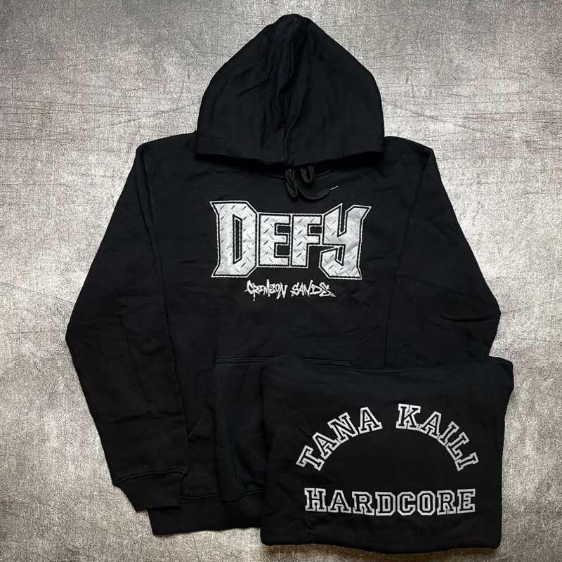 Hoodie DefyHc - CRIMSON sand Hitam Bahan tebal