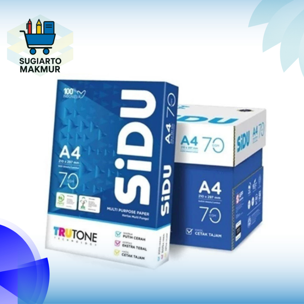 

SIDU F4 70 GSM Multi Purpose Paper / HVS Sidu A4 Dan F4 1 rim / KERTAS HVS / PRINT / FOTOCOPY | SK01