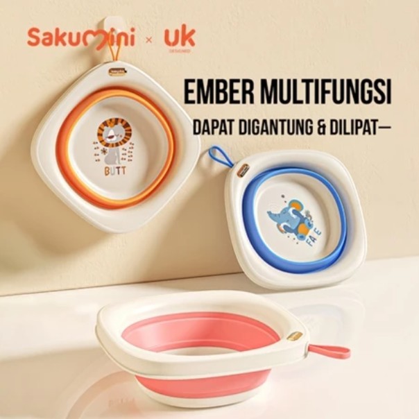 Sakumini Foldable Baby Wash Basin - Wastafel Portable Baskom Lipat Serbaguna