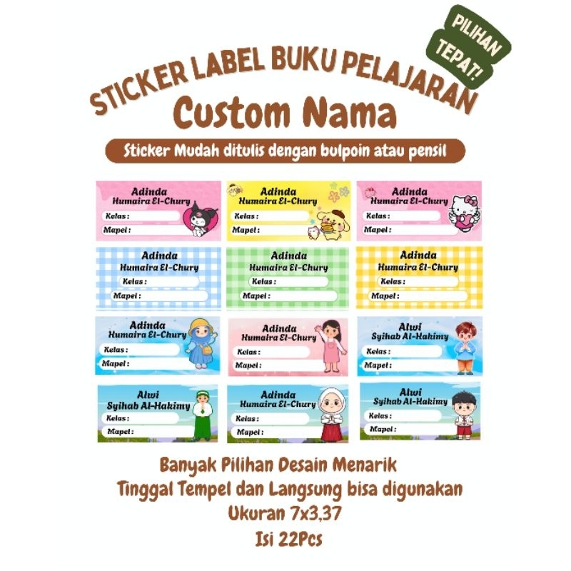 

[Free Sticker Pensil] 20 Label Nama Buku Custom nama / Sticker Label Buku Pelajaran