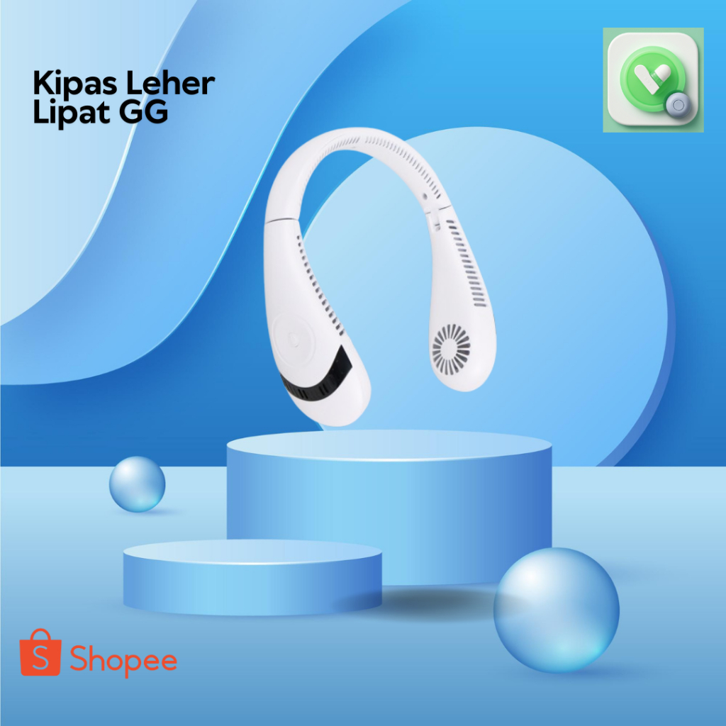 Kipas Angin Lipat  Leher Portable USB 5-Speed Wind Tanpa Baling Baling Neck Fan