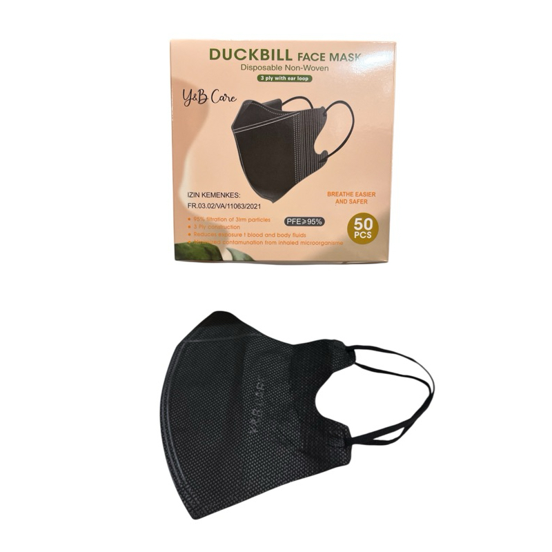 Masker Duckbill Hitam Y&B Care 1box isi @50pcs