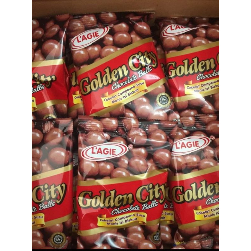 

Lagie Golden City Chocolate Balls Crispy Ball Kemasan 75gr