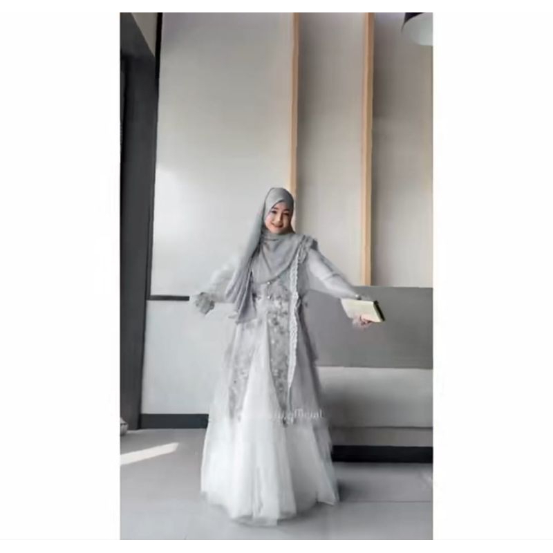 gamis brukat simple elegan dress mewah muslimah
