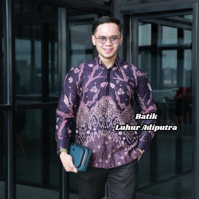 Ungu kemeja batik pria furing katun premium Luhur Adiputra