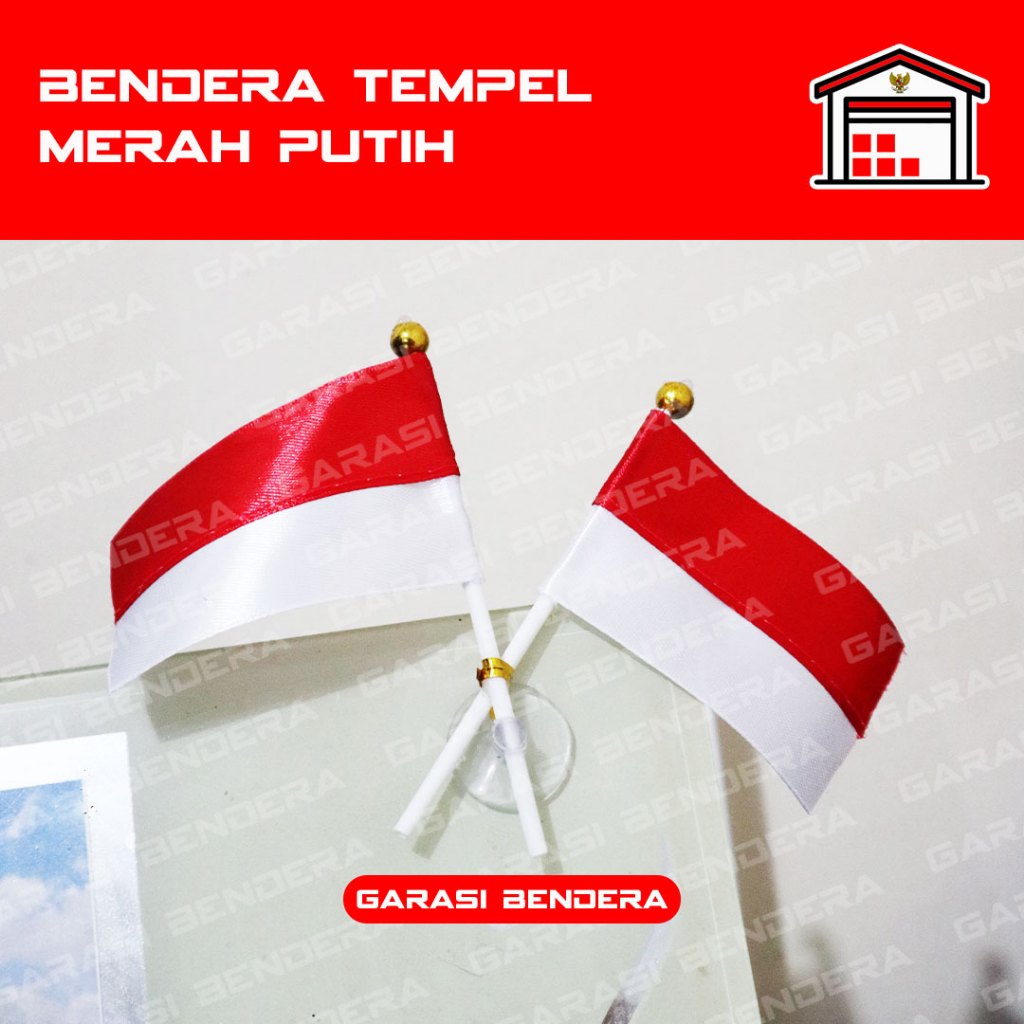 Bendera tempel merah putih / ceplok bendera indonesia silang / Bendera RI tempel kaca