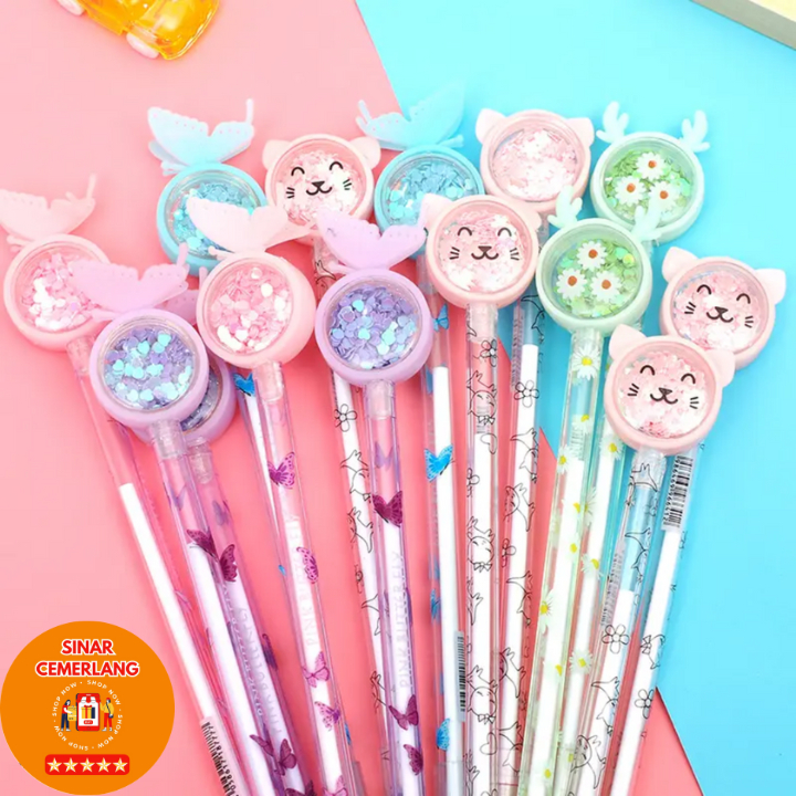 

SC Pena Karakter Payet Gliter Motif Bunny Lucu Black Ink Gel Pulpen Gel Bolpen Alat Tulis Karakter Kupu-Kupu Perlengkapan Sekolah Kantor