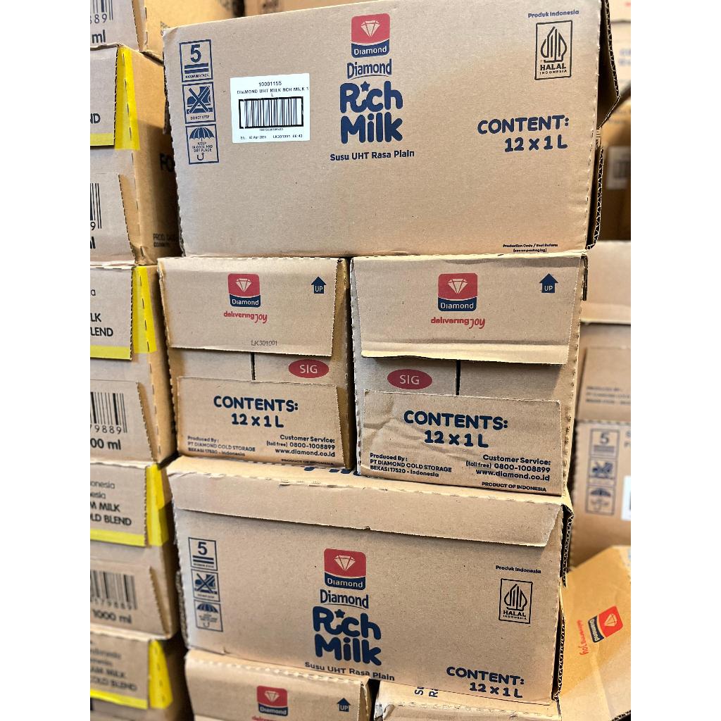 

UHT Diamond Susu Rich Milk 1 Liter Carton | 1 Karton | UHT Diamond Rich Milk 1 Dus