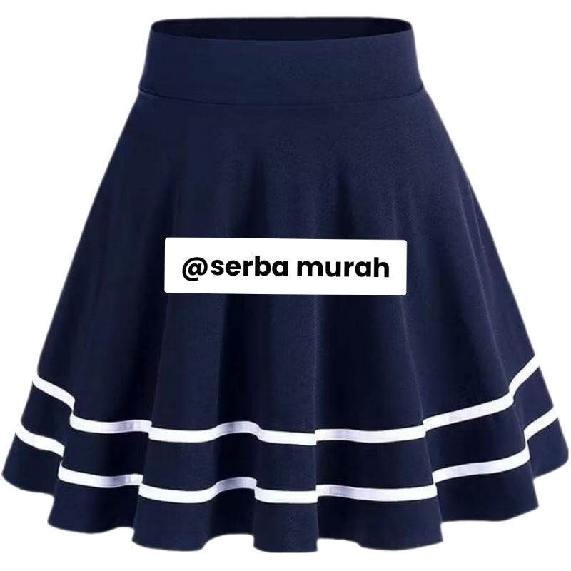 Rok Mini List Hitam Putih/Rok Olahraga Rok Mini Skirt Rok Korea Style