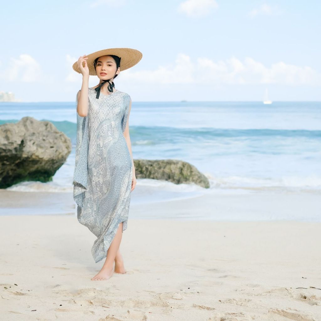 Aksa Long Dress Batik Viscose | Dress Batik Pesta Kondangan | titik moela