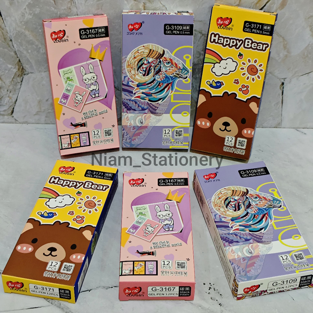 Azka SELUSIN ( 12 PCS ) Pulpen Lovein Zhi Xin Gel Pen Lovein ZhiXin