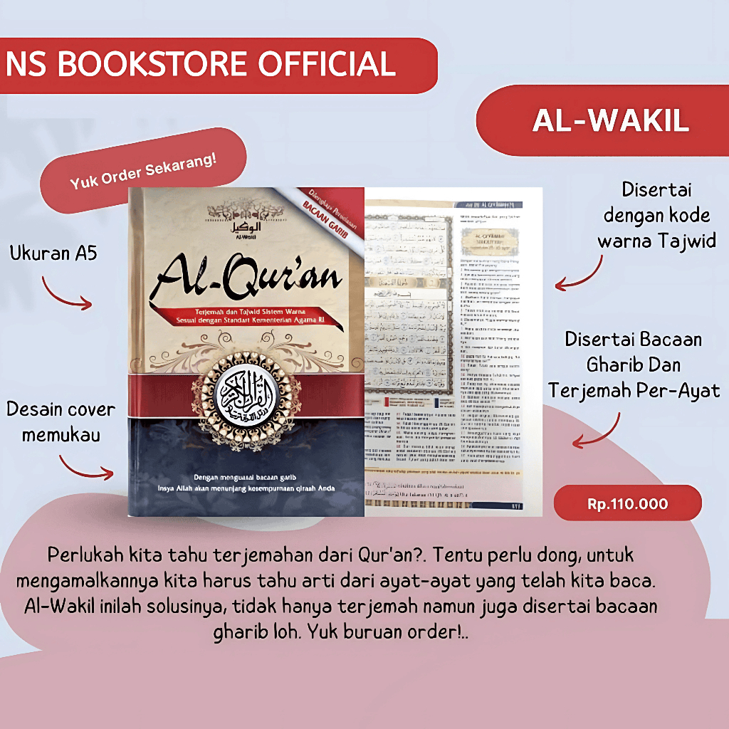 Toha Putra - Al Quran Al Wakil A5 - Alquran Terjemah & Tajwid Warna - Al Qur'an Bacaan Gharib