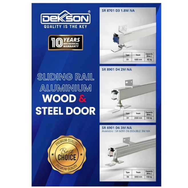 Rel Pintu Geser Gantung/Rel Sliding Door Dekkson D4 Aluminium panjang 2meter