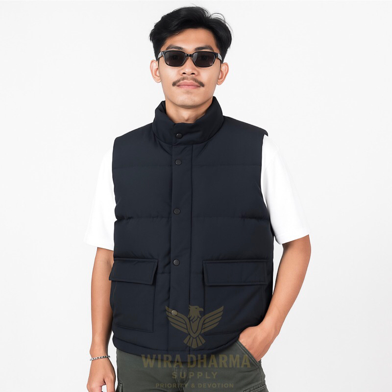 Rompi Gelembung Pria Wanita Hitam Casual Outdoor Rompi Touring Custom