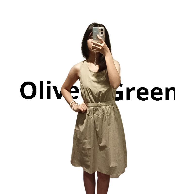 Olive Green Backless Dress