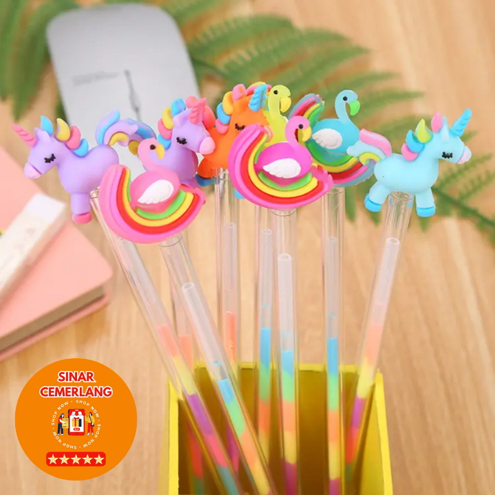 

SC Pulpen Gel 0.5mm Karakter ANGSA Tinta Rainbow Pena Pelangi Lucu /Alat Tulis Sekolah Drawing Pen Warna Warni Import