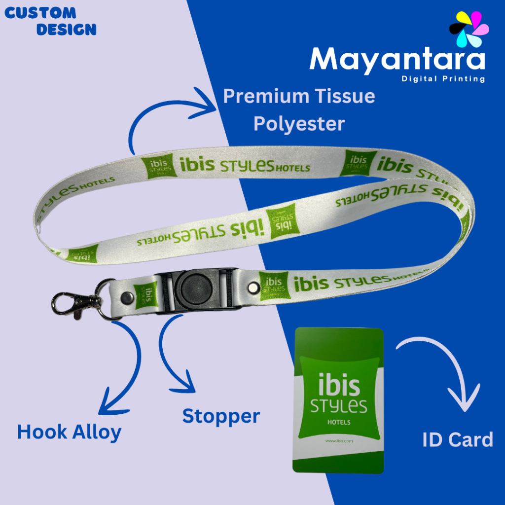 

Paket Lanyard Custom Cetak Tali ID Card Name Tag Sablon Bahan Premium Full Color
