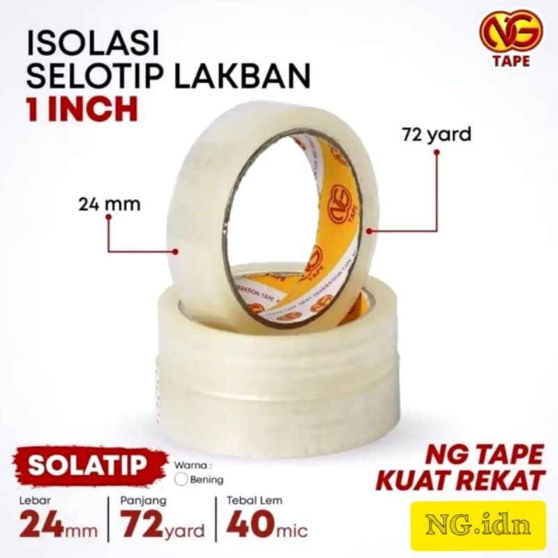 

[NG TAPE] - Lakban 24 mm 72 yard 40 Micron - Lakban Bening & Coklat