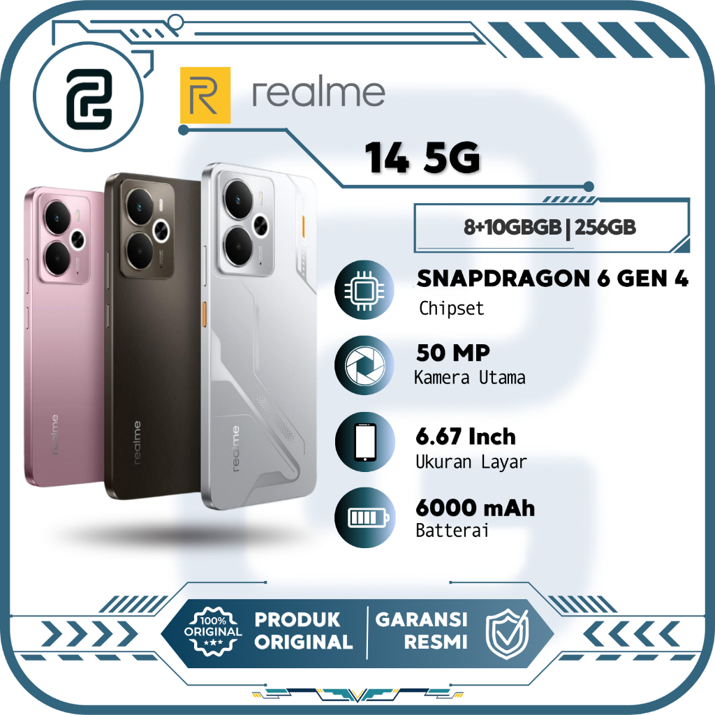Realme 14 5G 8GB+10GB|256GB (Snapdragon® 6 Gen 4 | 6000mAh Titan Battery | 45W Fast Charge | HP Andr