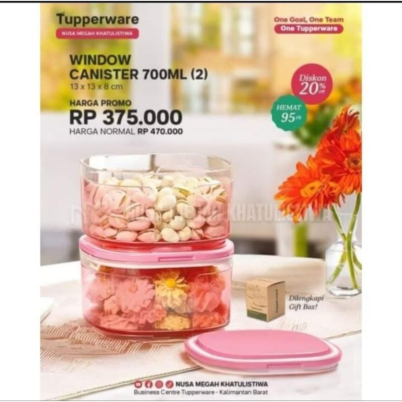 Promo Tupperware toples kristal Pink 700ml dapat 2 pcs