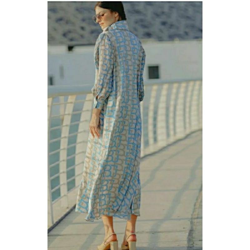 benang jarum monogram pleated dress PL
