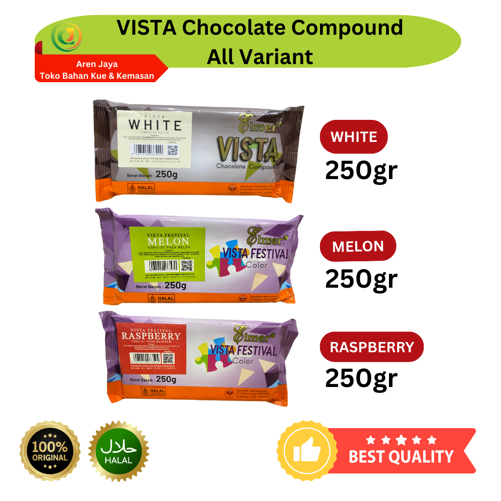 

Elmer Vista Chocolate Compound Coklat Batang Cokelat Blok Block All Variant 250 Gram Original