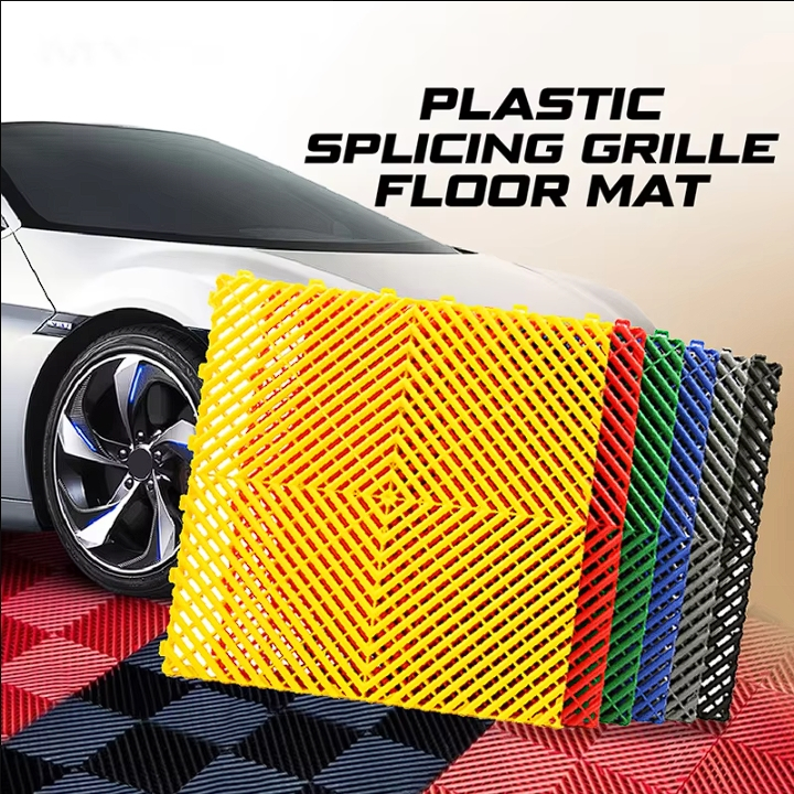 Modular Floor Lantai Bengkel Alas Garasi Garage Mobil Motor Tatakan Cuci Car Wash Event Kamar Mandi Kolam Renang Ruangan Licin Basah Warna Detailing Worshop PNP DIY Plastic Splicing Grille Car Floor Mat Mobil 40x40x1,8CM 40 x 40 edge Lock list pinggir