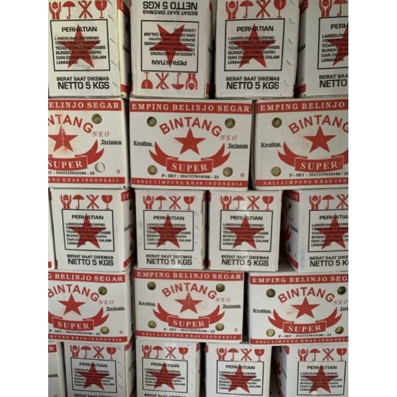 

Emping Melinjo Belinjo Segar Limpung Bintang Super Merah 1 Bal Dus Karton 5 kg