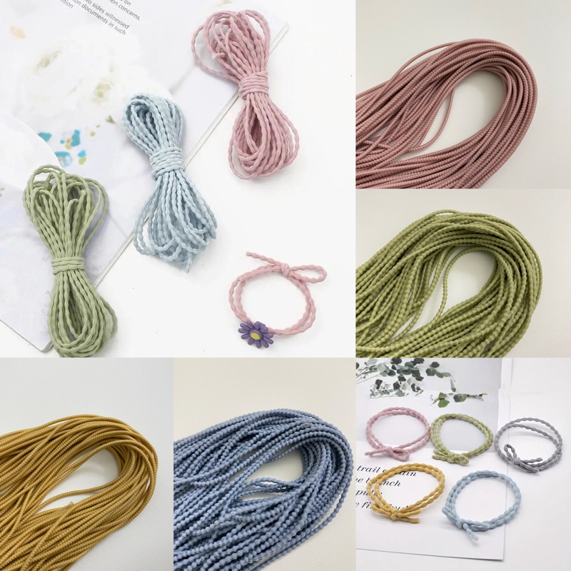 (5 meter) Tali Elastis Padi | Tali ulir Gelombang Karet | Tali Karet Korea Boba | Tali Strap Masker 