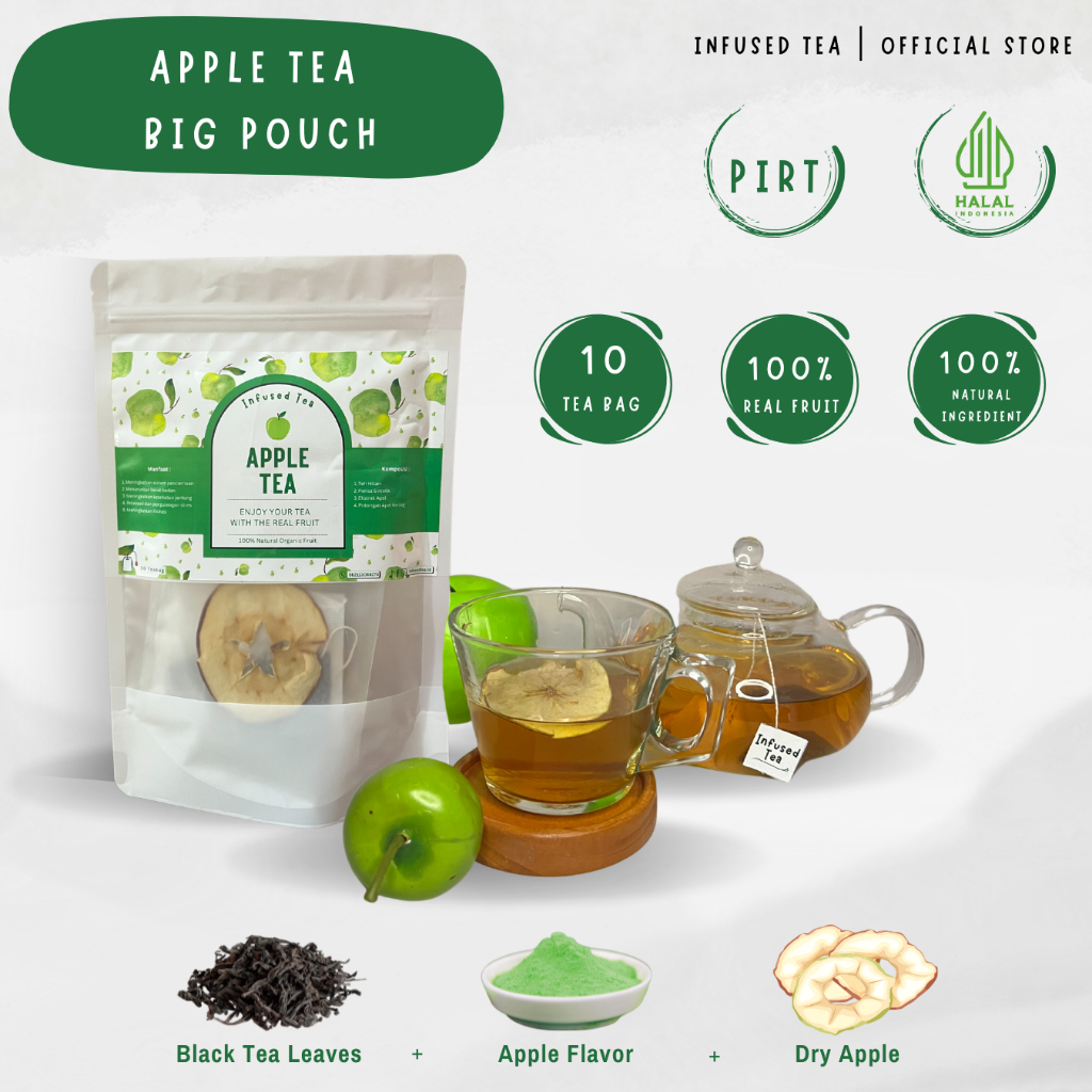 

[Infused Tea] Teh Apel + Buah Apel Kering | Teh Herbal Segar & Sehat cocok untuk Diet & Detok Alami |(BIG POUCH)