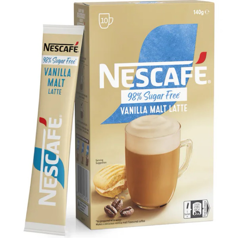 

Nescafe 98% Sugar Free Vanilla Malt Latte Coffee Sachets 10 Pack - Australia